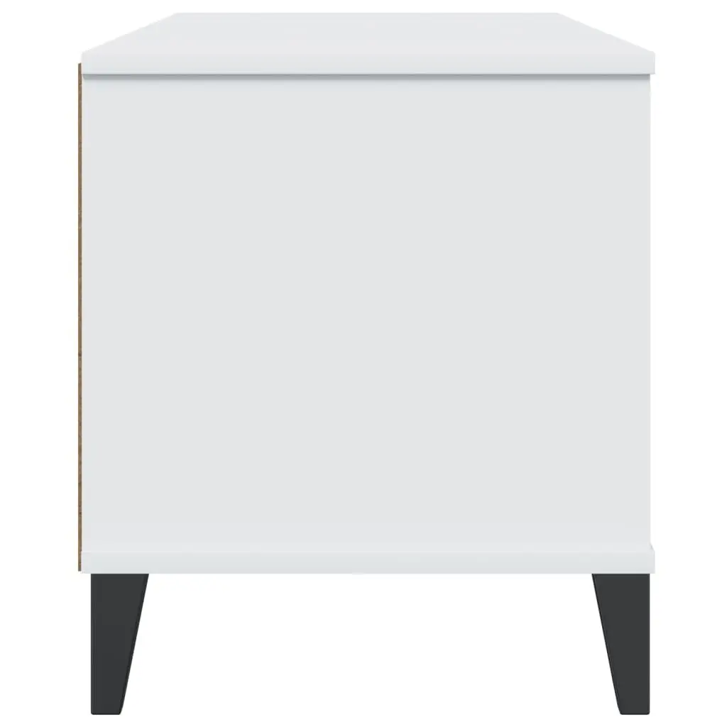 TV Cabinet White Engineered Wood Media Storage Unit with Handles and Cable