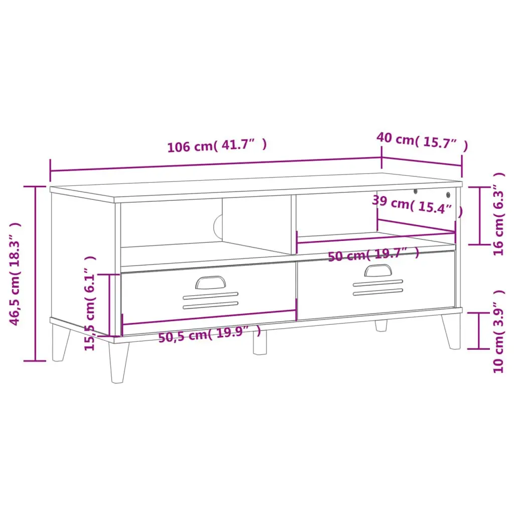 TV Cabinet White Engineered Wood Media Storage Unit with Handles and Cable