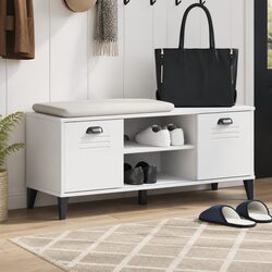 Shoe Bench White Storage Organiser Seating Cabinet Industrial Design Engineered