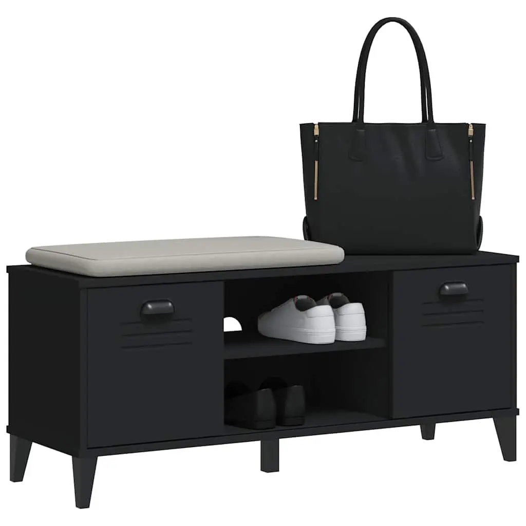 Shoe Bench Storage Organiser Cabinet Engineered Wood 106 x 35 x 45 cm Black