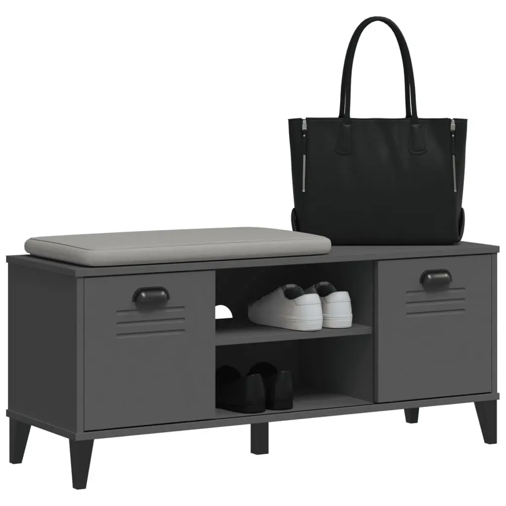 Shoe Bench Engineered Wood Anthracite Grey 106 x 35 x 45 cm Storage Rack Organiser Entryway