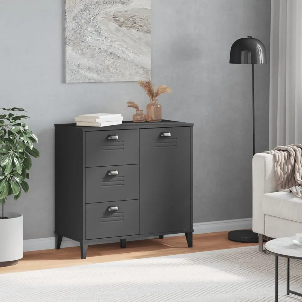 Sideboard Industrial Design Storage Cabinet Anthracite Grey 80x40x80cm Buffet