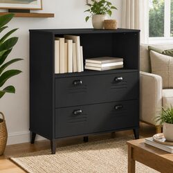 Black Industrial Bookcase for Books and Decor 80x40x90cm