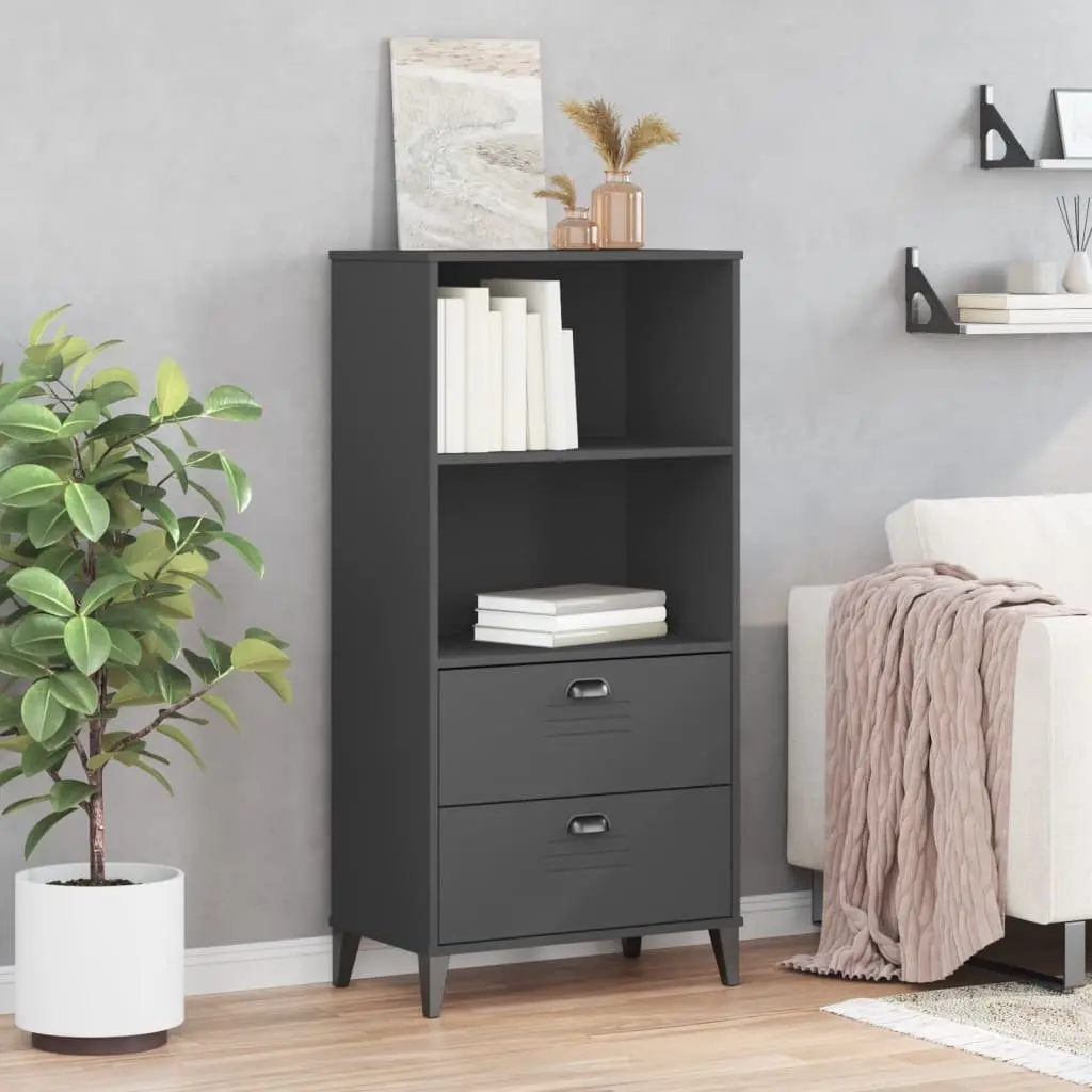 Bookcase Storage Cabinet Engineered Wood 60W x 35D x 123H cm Anthracite Grey