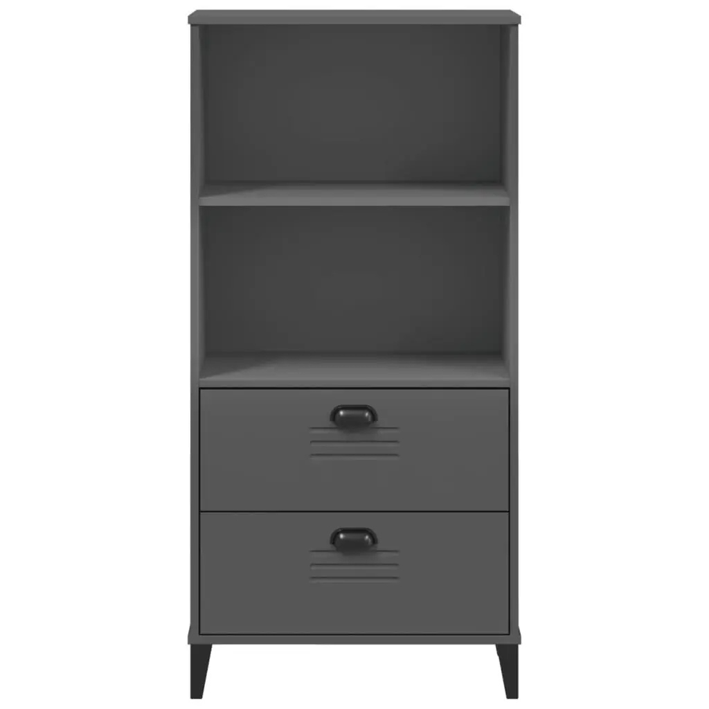 Bookcase Storage Cabinet Engineered Wood 60W x 35D x 123H cm Anthracite Grey