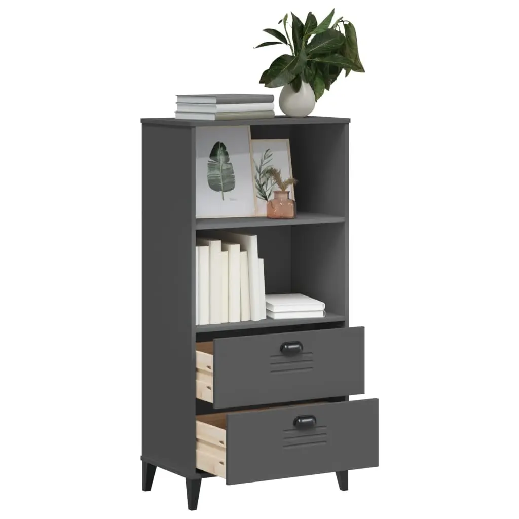 Bookcase Storage Cabinet Engineered Wood 60W x 35D x 123H cm Anthracite Grey
