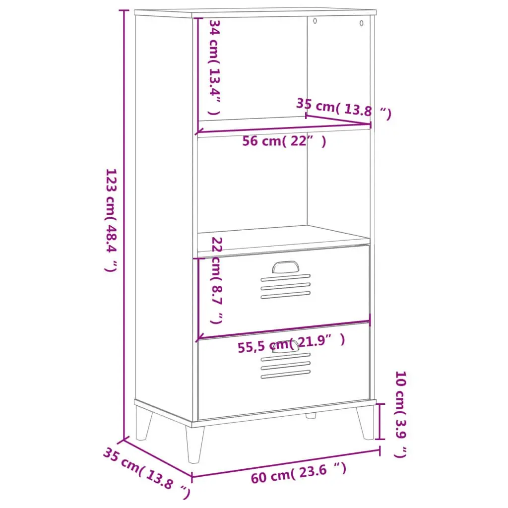 Bookcase Storage Cabinet Engineered Wood 60W x 35D x 123H cm Anthracite Grey