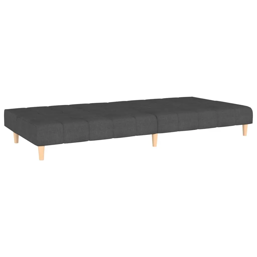 2-Seater Sofa Bed Grey Fabric Convertible Day Bed Guest Sleeping Furniture