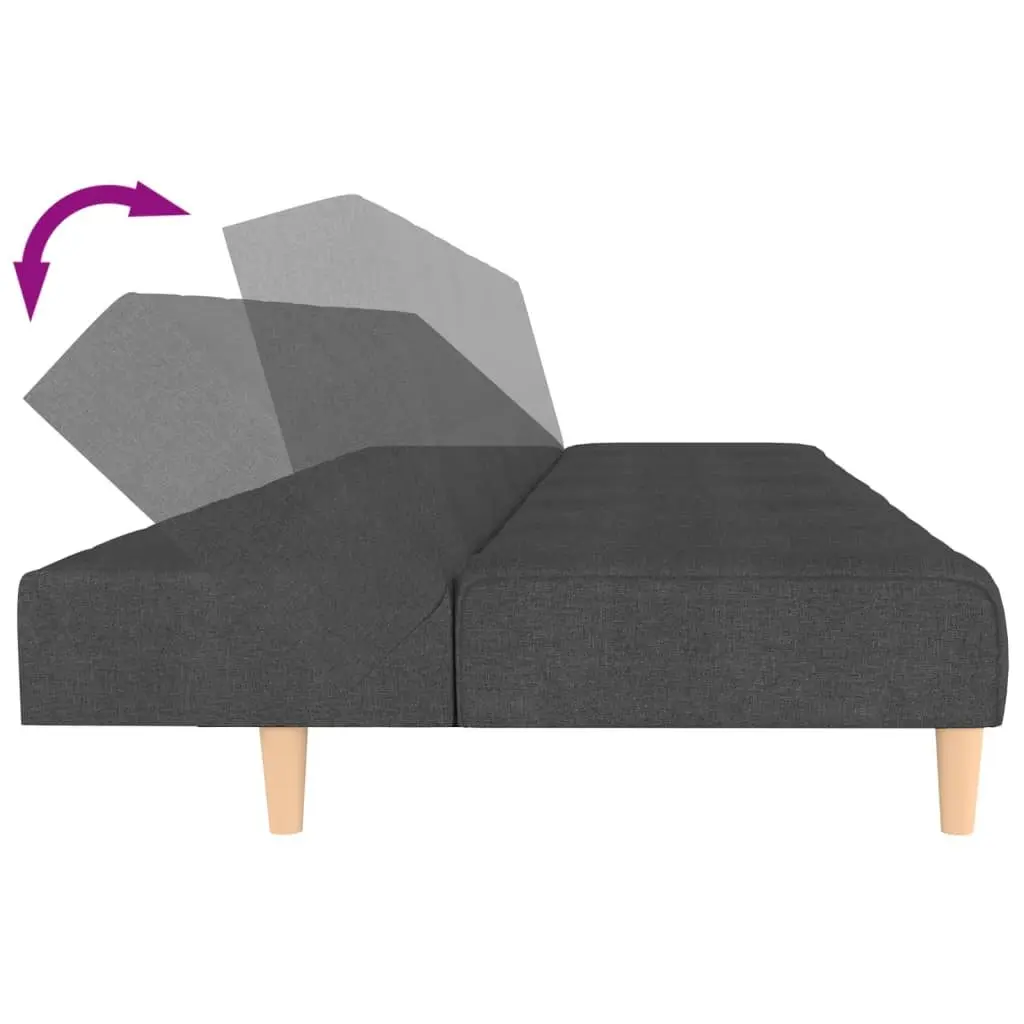 2-Seater Sofa Bed Grey Fabric Convertible Day Bed Guest Sleeping Furniture