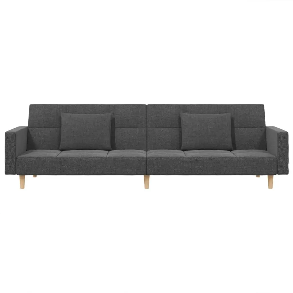 2-Seater Sofa Bed Fabric Light Grey with Wooden Frame and Pillows