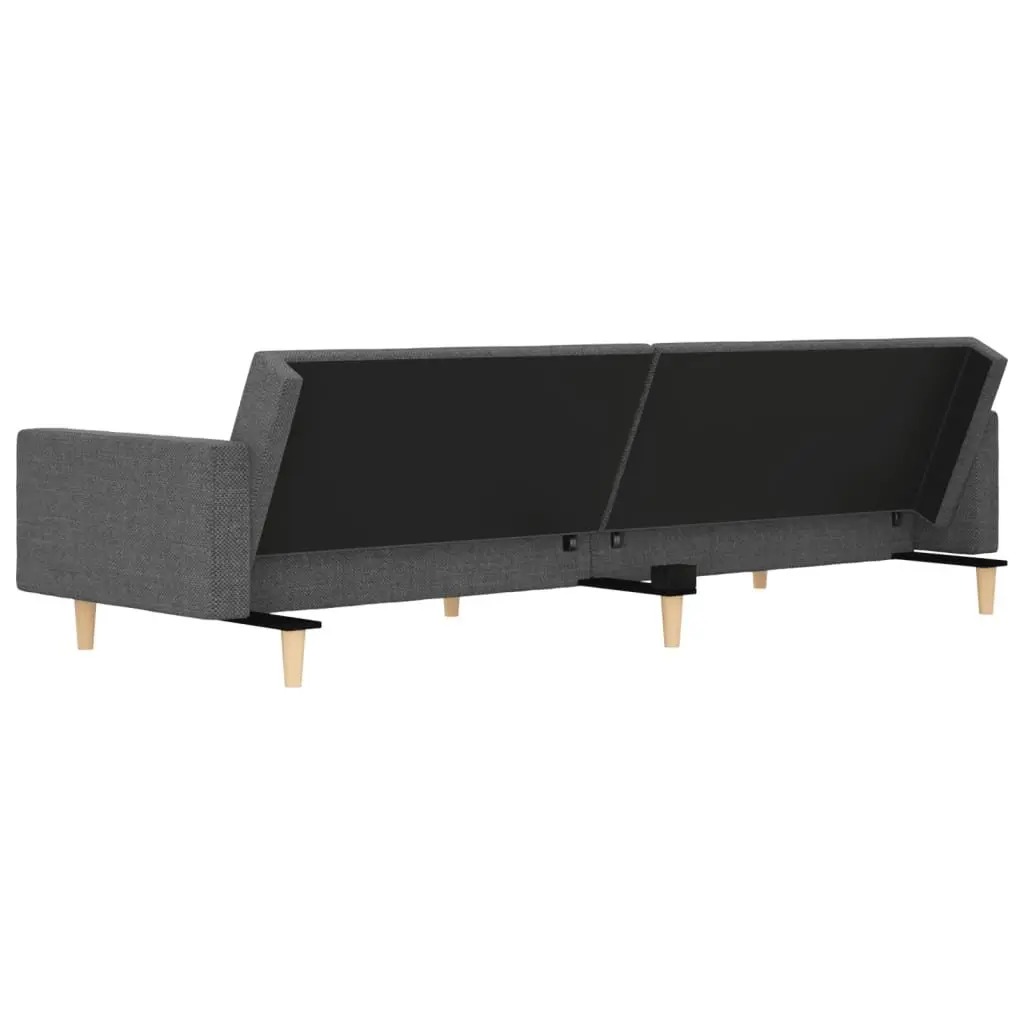 2-Seater Sofa Bed Fabric Light Grey with Wooden Frame and Pillows
