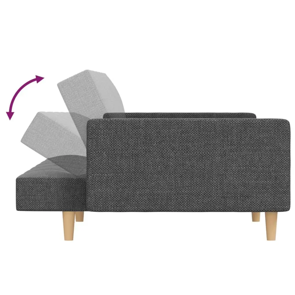 2-Seater Sofa Bed Fabric Light Grey with Wooden Frame and Pillows