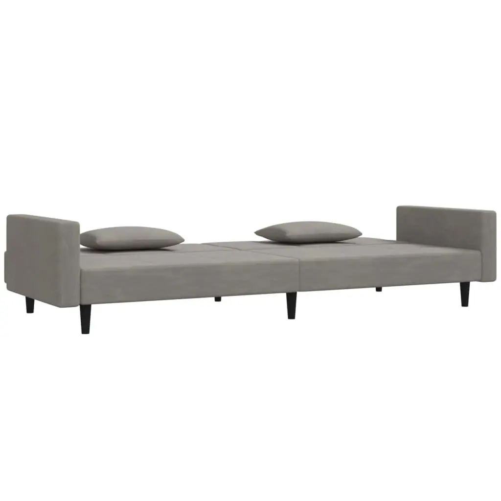 2-Seater Sofa Bed Convertible Velvet Grey