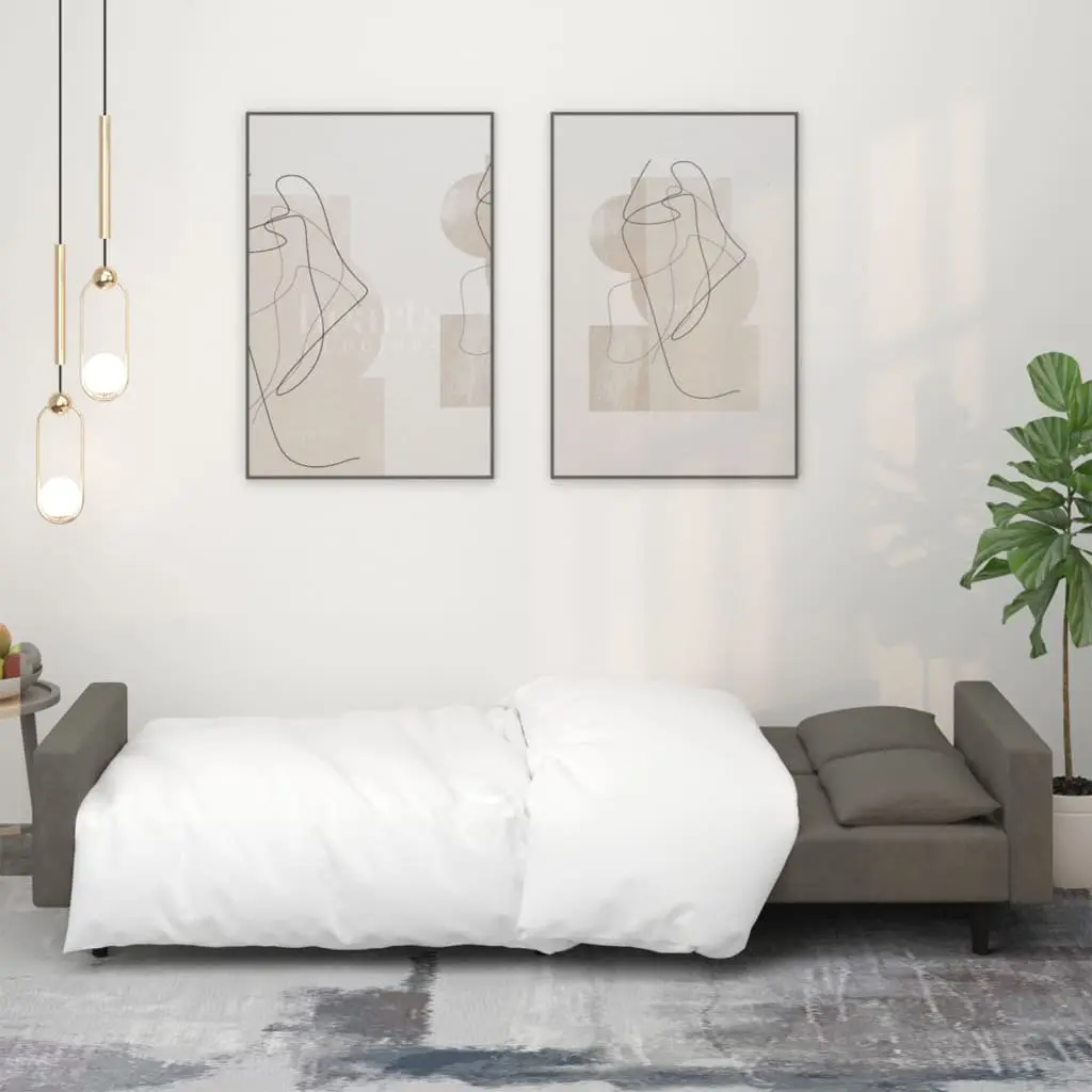 2-Seater Sofa Bed Velvet Grey Convertible Day Bed