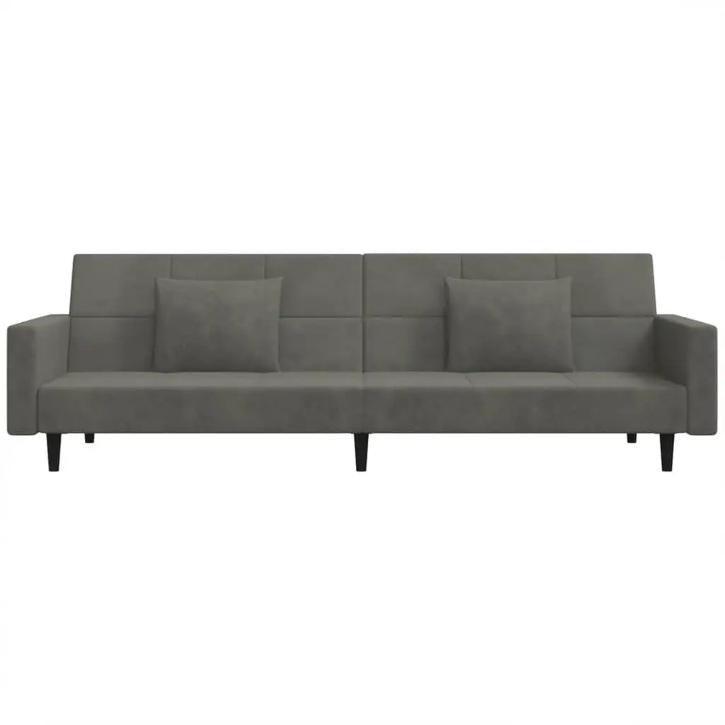 2-Seater Sofa Bed Velvet Grey Convertible Day Bed