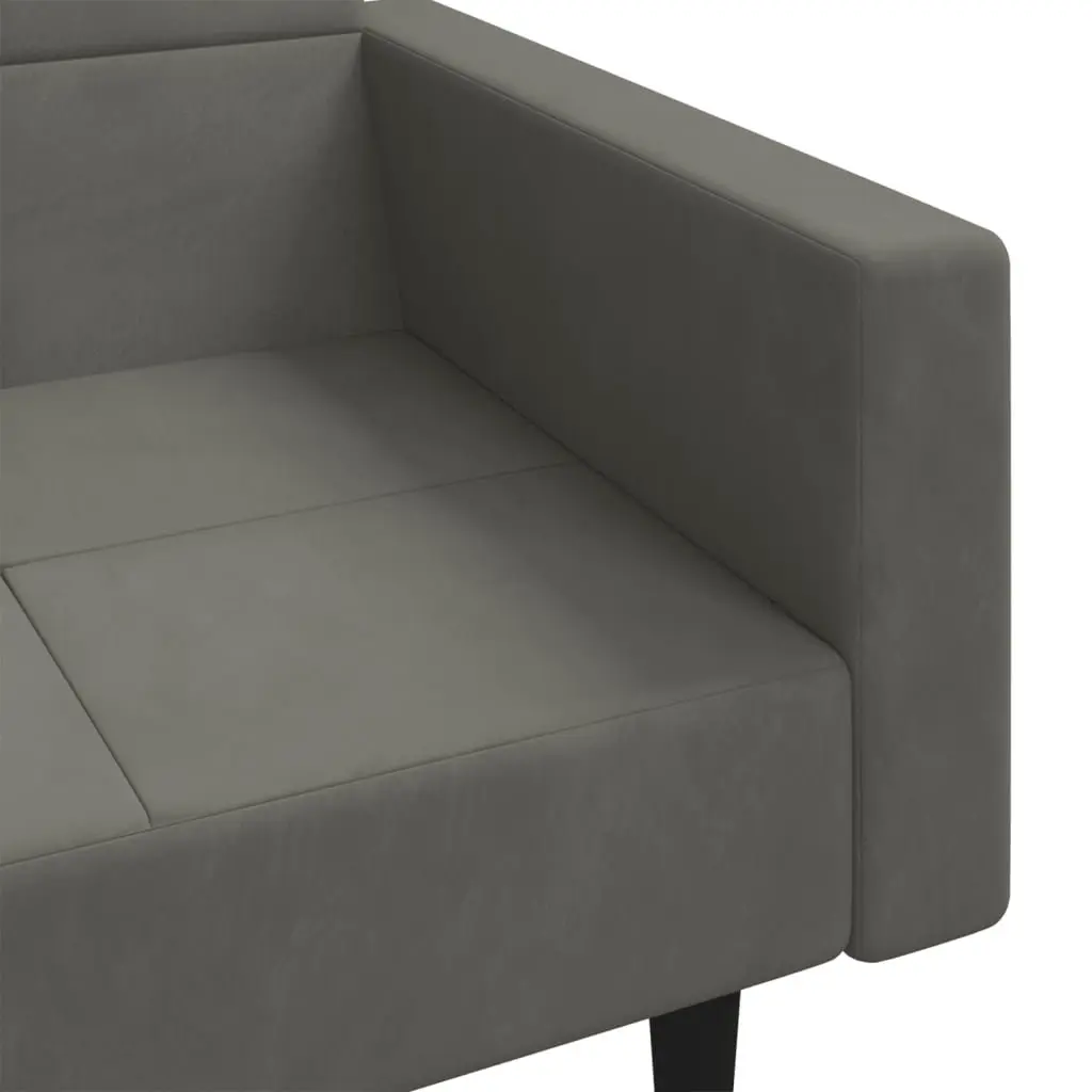 2-Seater Sofa Bed Velvet Grey Convertible Day Bed