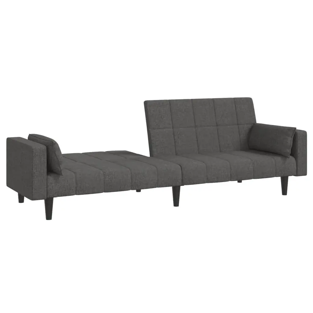 2-Seater Sofa Bed Convertible Daybed with Pillows Grey Fabric Sleeper Guest Bed