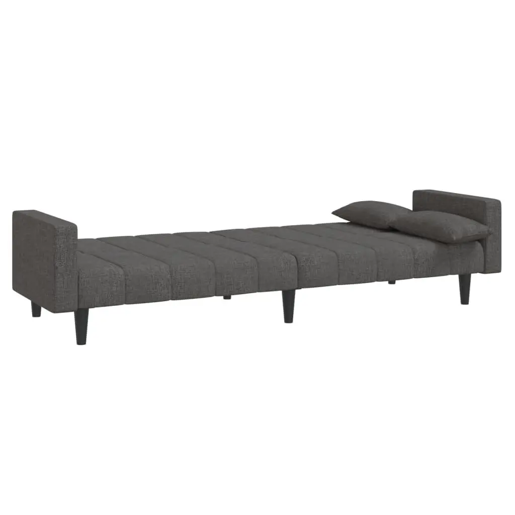 2-Seater Sofa Bed Convertible Daybed with Pillows Grey Fabric Sleeper Guest Bed