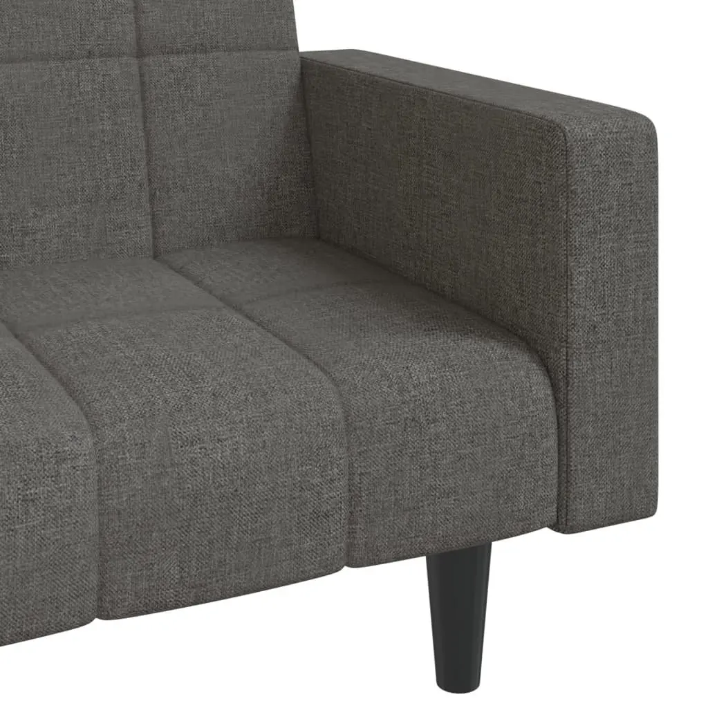 2-Seater Sofa Bed Convertible Daybed with Pillows Grey Fabric Sleeper Guest Bed