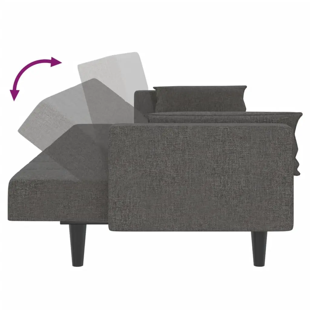 2-Seater Sofa Bed Convertible Daybed with Pillows Grey Fabric Sleeper Guest Bed