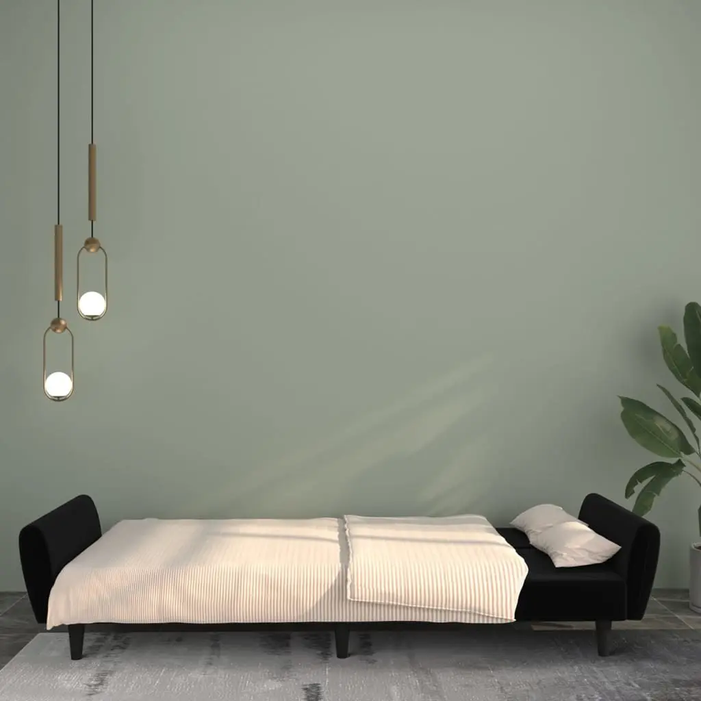Black Velvet Sofa Bed for Small Spaces