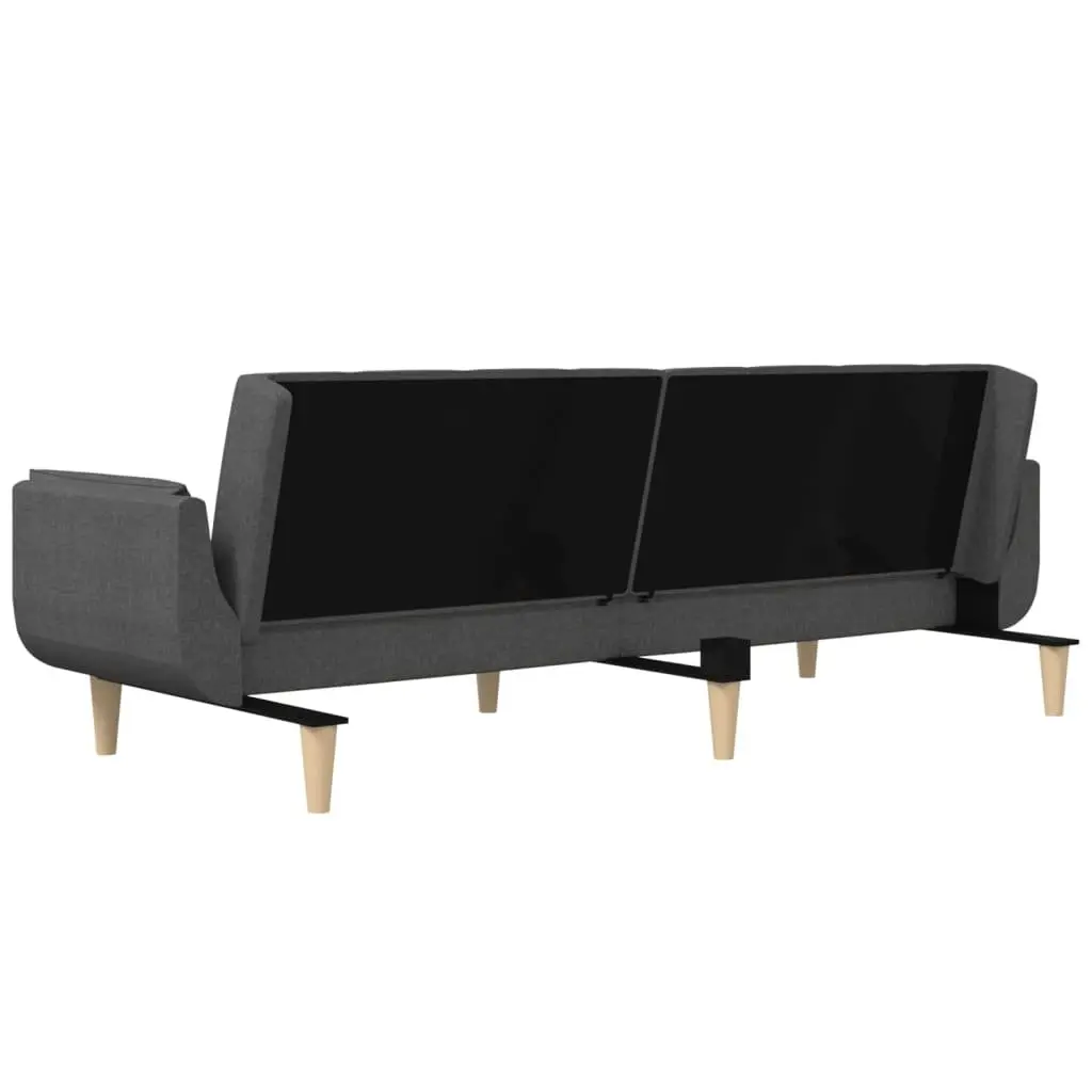 Convertible Sofa Bed Fabric 2-Seater Dark Grey with Pillows