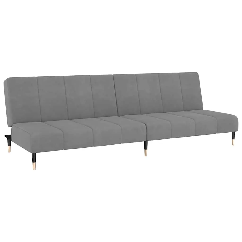 2-Seater Sofa Bed Velvet Grey Convertible Day Bed