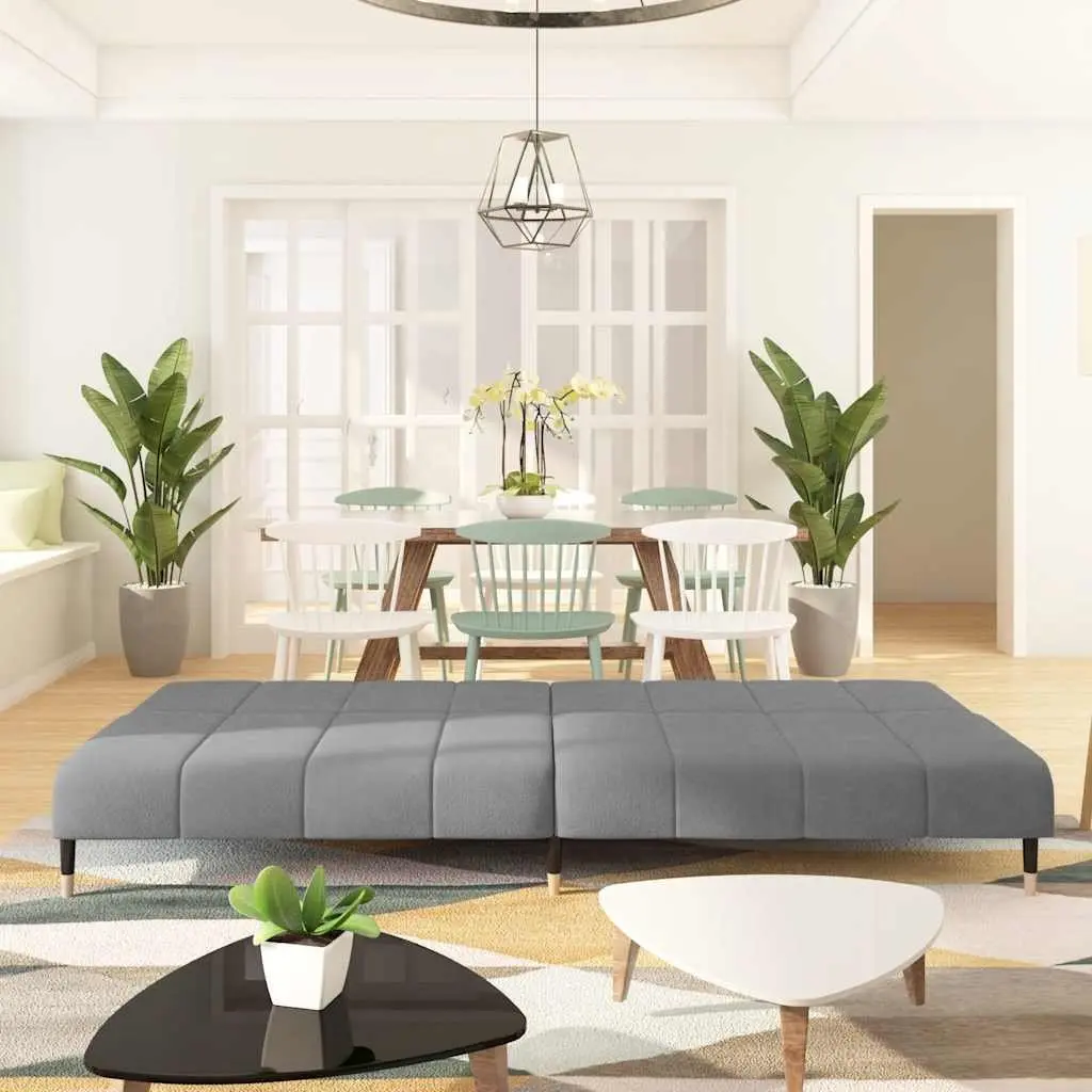 2-Seater Sofa Bed Velvet Grey Convertible Day Bed