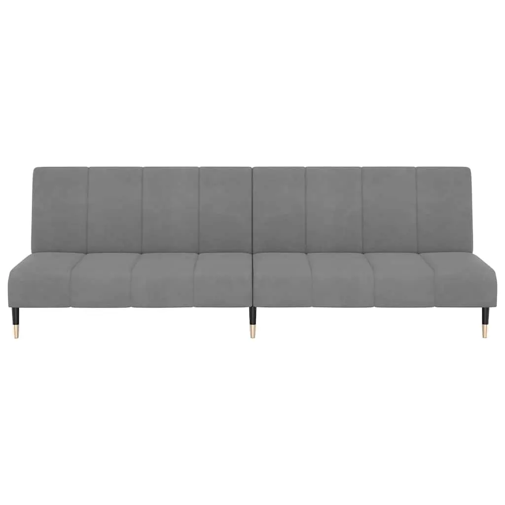 2-Seater Sofa Bed Velvet Grey Convertible Day Bed