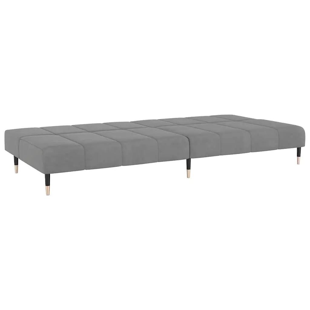2-Seater Sofa Bed Velvet Grey Convertible Day Bed