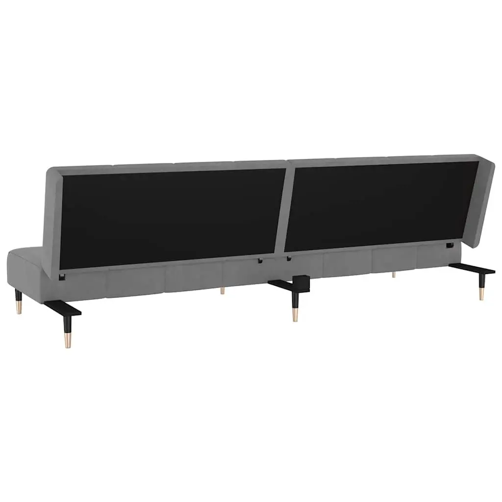 2-Seater Sofa Bed Velvet Grey Convertible Day Bed
