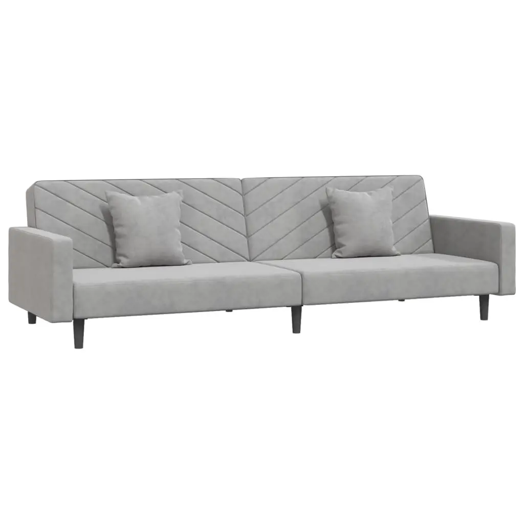 Sofa Bed Convertible Velvet Grey 2-Seater Furniture