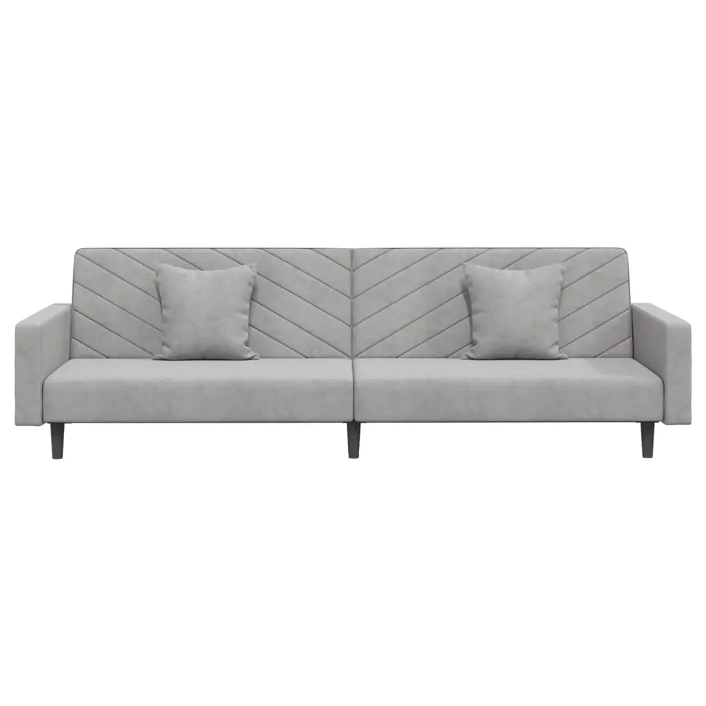 Sofa Bed Convertible Velvet Grey 2-Seater Furniture