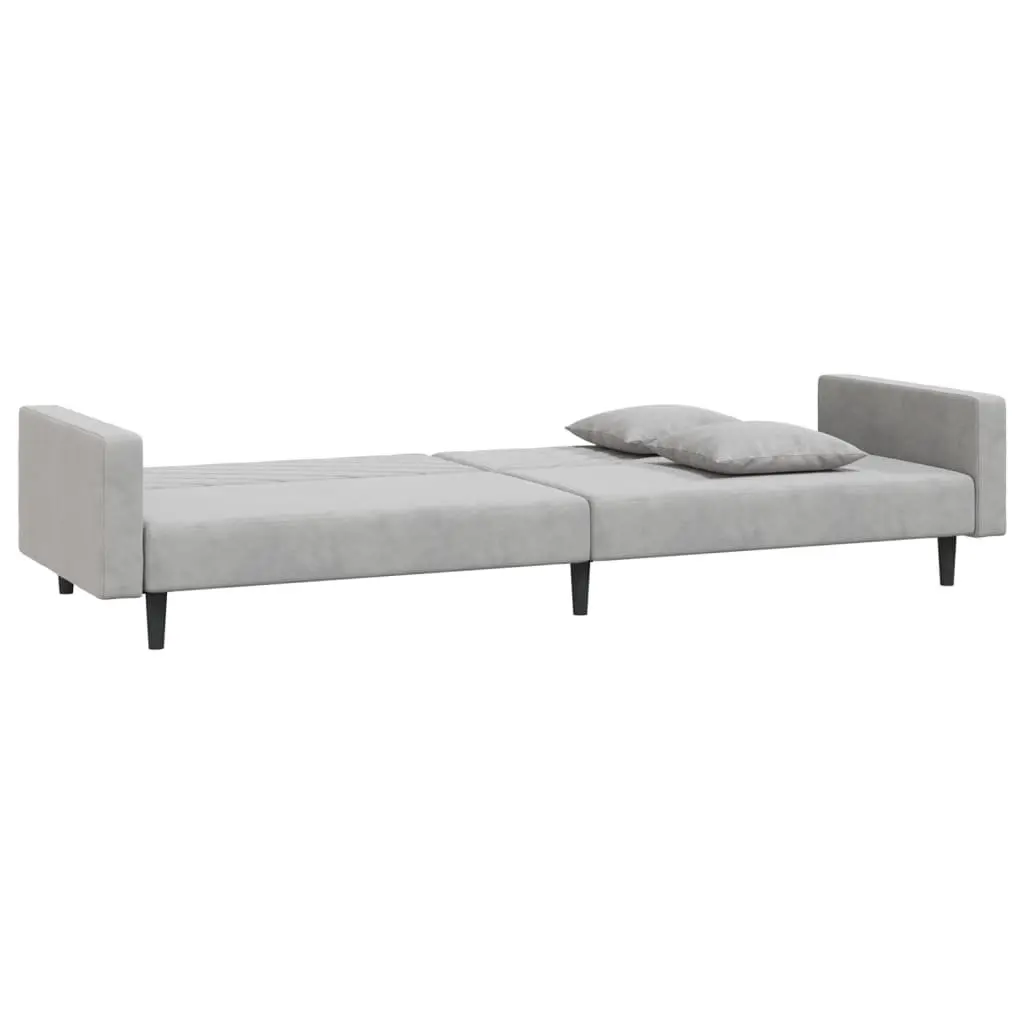 Sofa Bed Convertible Velvet Grey 2-Seater Furniture