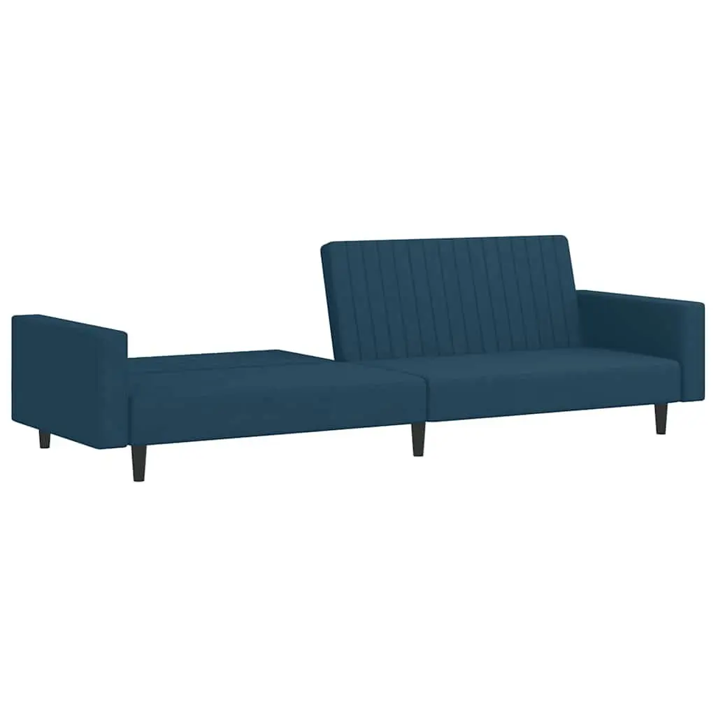 2-Seater Sofa Bed Blue Velvet Convertible Sleeper Couch Guest Bed Day Bed