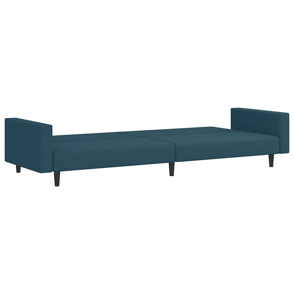 2-Seater Sofa Bed Blue Velvet Convertible Sleeper Couch Guest Bed Day Bed