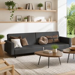 2-Seater Sofa Bed Grey Velvet Convertible Day Bed Guest Sleeper Couch Living