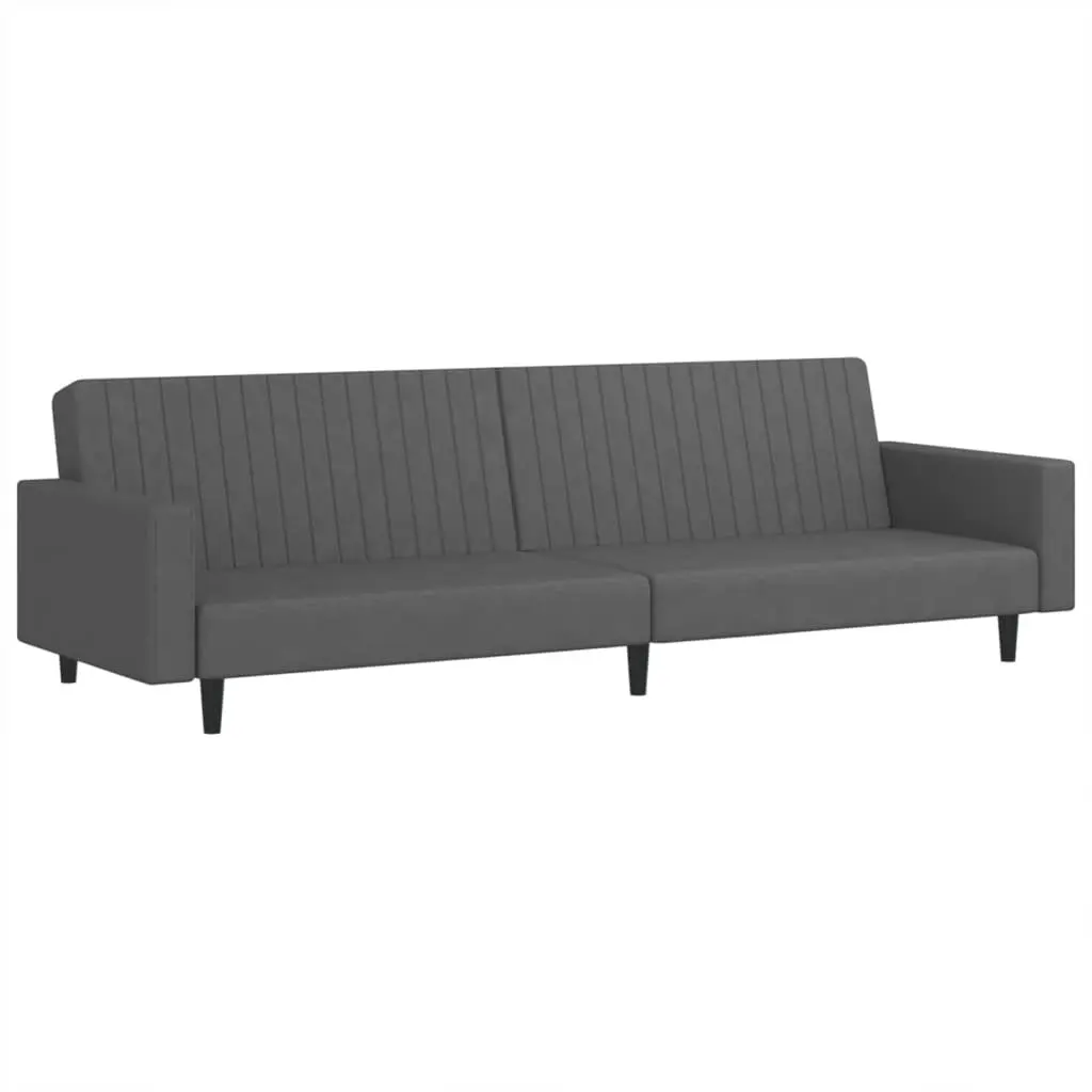 2-Seater Sofa Bed Grey Velvet Convertible Day Bed Guest Sleeper Couch Living