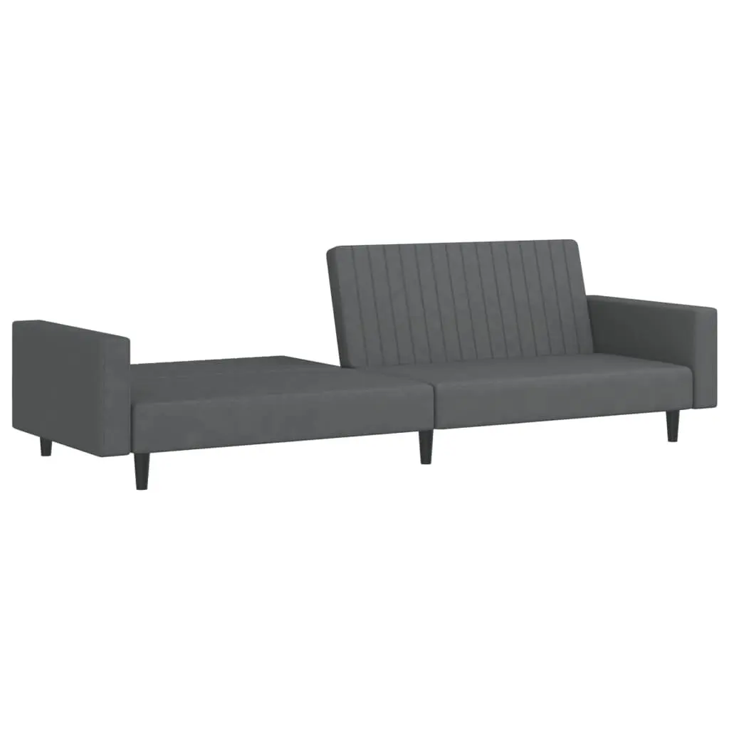 2-Seater Sofa Bed Grey Velvet Convertible Day Bed Guest Sleeper Couch Living