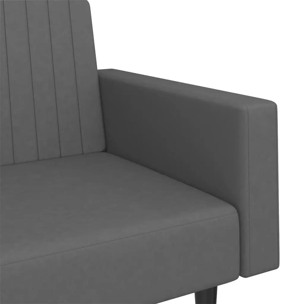 2-Seater Sofa Bed Grey Velvet Convertible Day Bed Guest Sleeper Couch Living