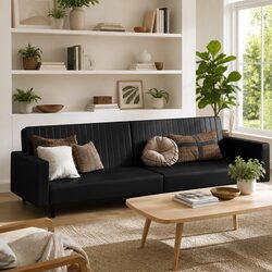 Practical Black Faux Leather Sofa Bed for Any Room