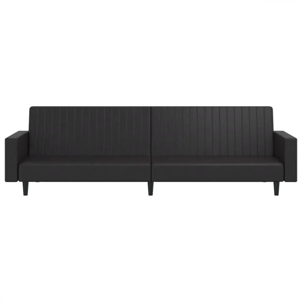 Sofa Bed Faux Leather 2-Seater Black Convertible Day Bed