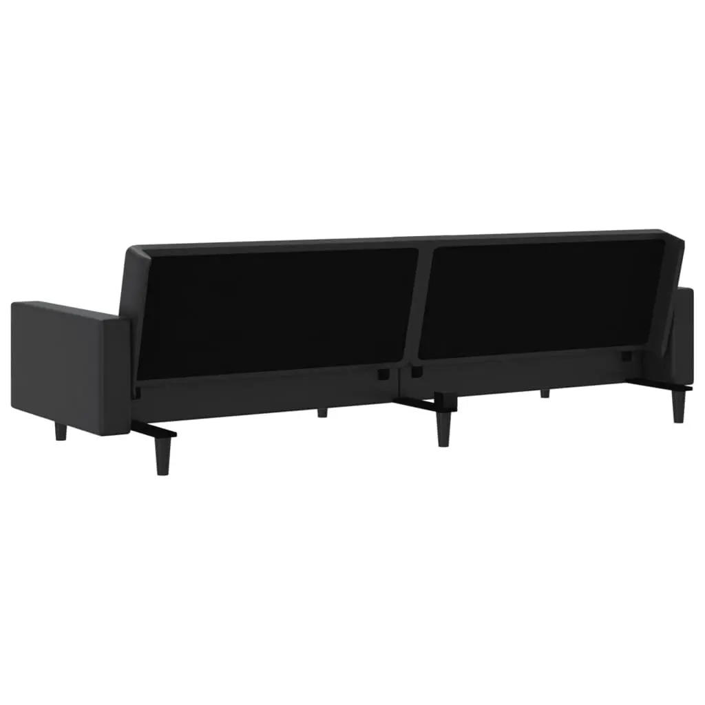 Sofa Bed Faux Leather 2-Seater Black Convertible Day Bed