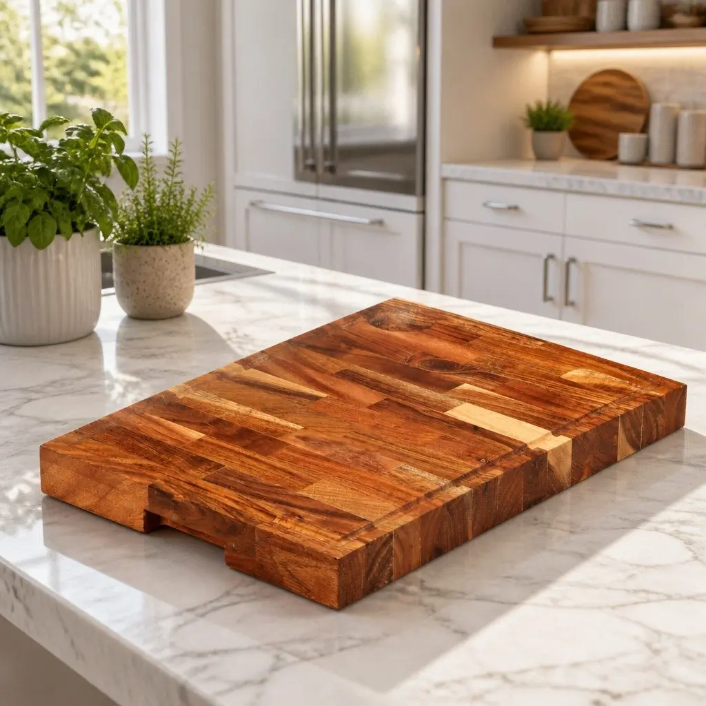 Acacia Wood Chopping Board 42x30x4 cm Brown Solid Kitchen Cutting Serving Cheese