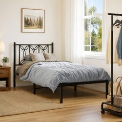 Functional Black Metal Bed Frame for Everyday Use
