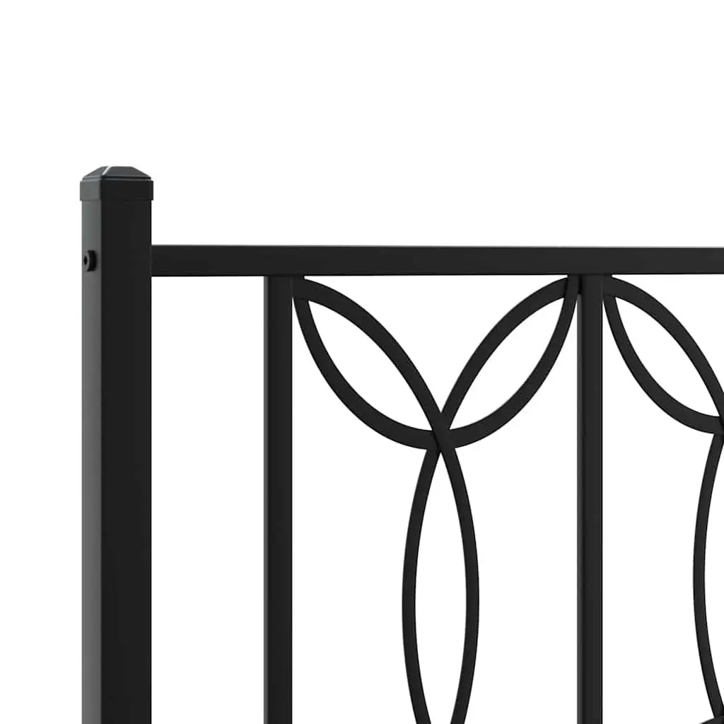 Metal Bed Frame with Headboard Black Bedroom Furniture Slat Base 90x190cm
