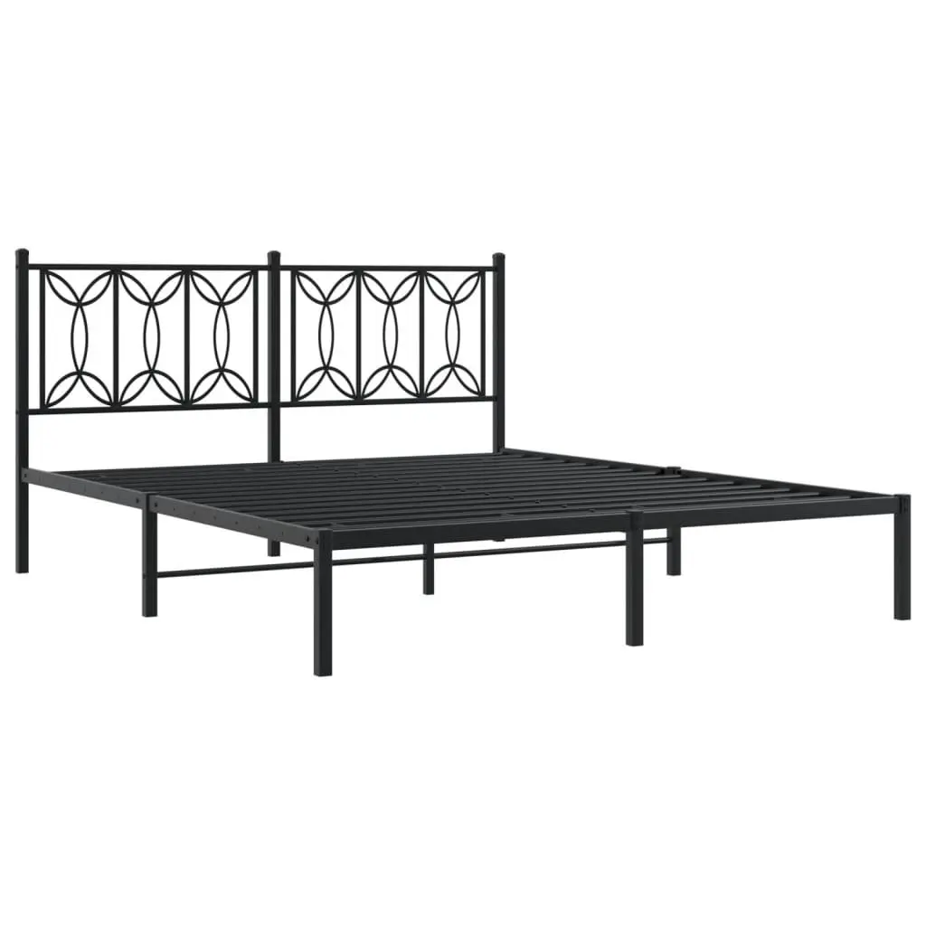 Black Metal Bed Frame with Storage for 150x200 cm Mattress