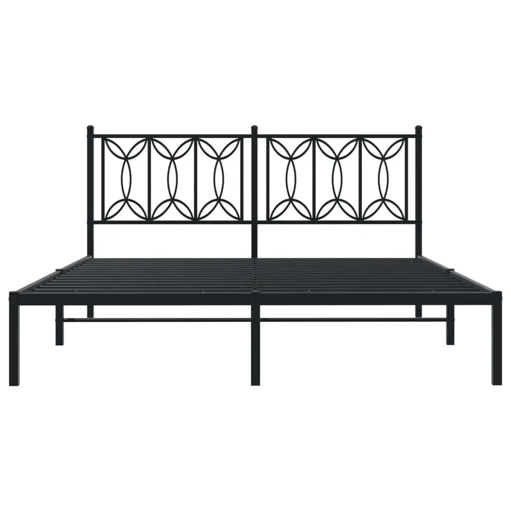 Black Metal Bed Frame with Storage for 150x200 cm Mattress