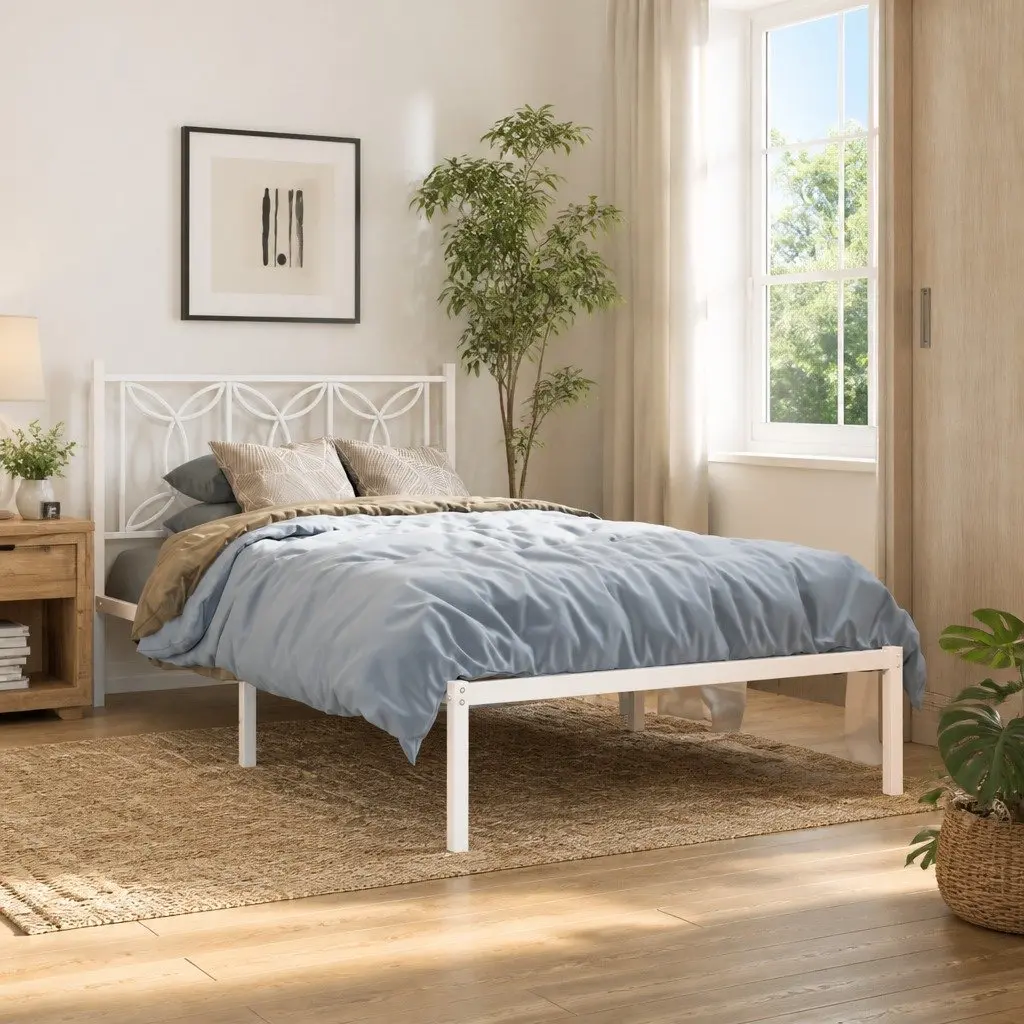 Metal Bed Frame King Single 107x203 cm with Storage