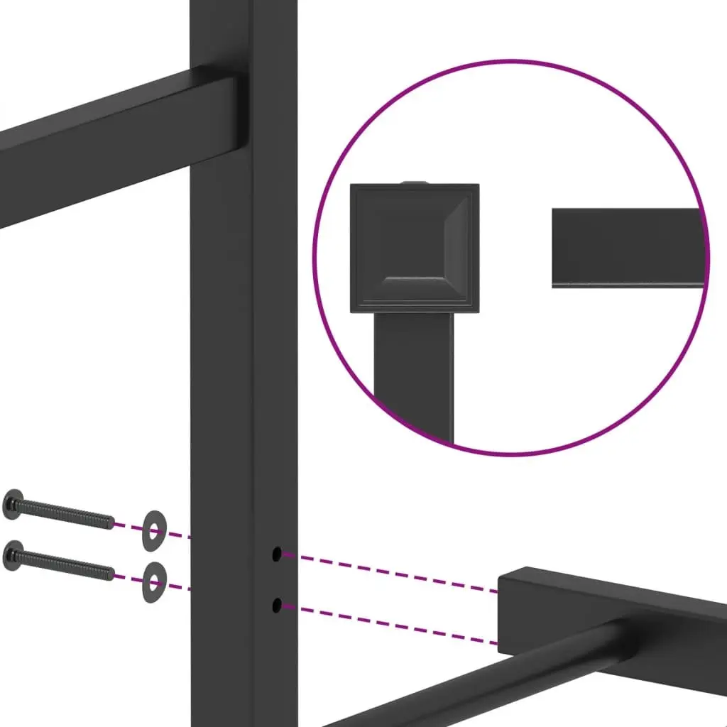 Metal Bed Frame with Headboard Black 90x190 cm Storage Space Bedroom Furniture